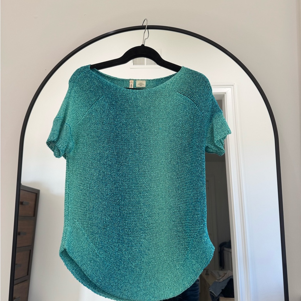 Anthropologie MOTH teal ombré summer sweater